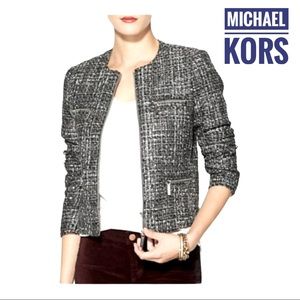 Nwt MICHAEL Michael Kors Boucle Tweed Zipper Jacket 00